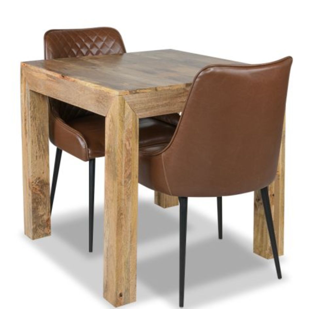 Trade Furniture Light Dakota 80cm Dining Table & 2 Henley Faux Leather Chairs (4 Colours)