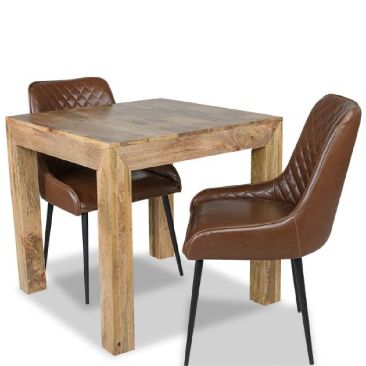 Trade Furniture Light Dakota 80cm Dining Table & 2 Henley Faux Leather Chairs (4 Colours)