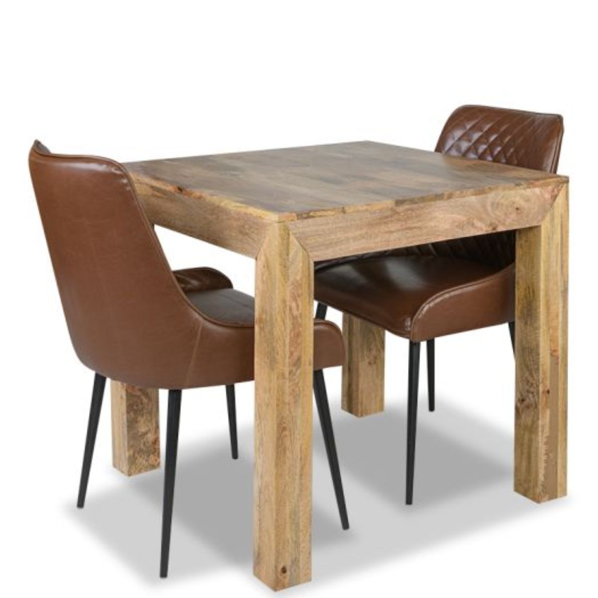 Trade Furniture Light Dakota 80cm Dining Table & 2 Henley Faux Leather Chairs (4 Colours)