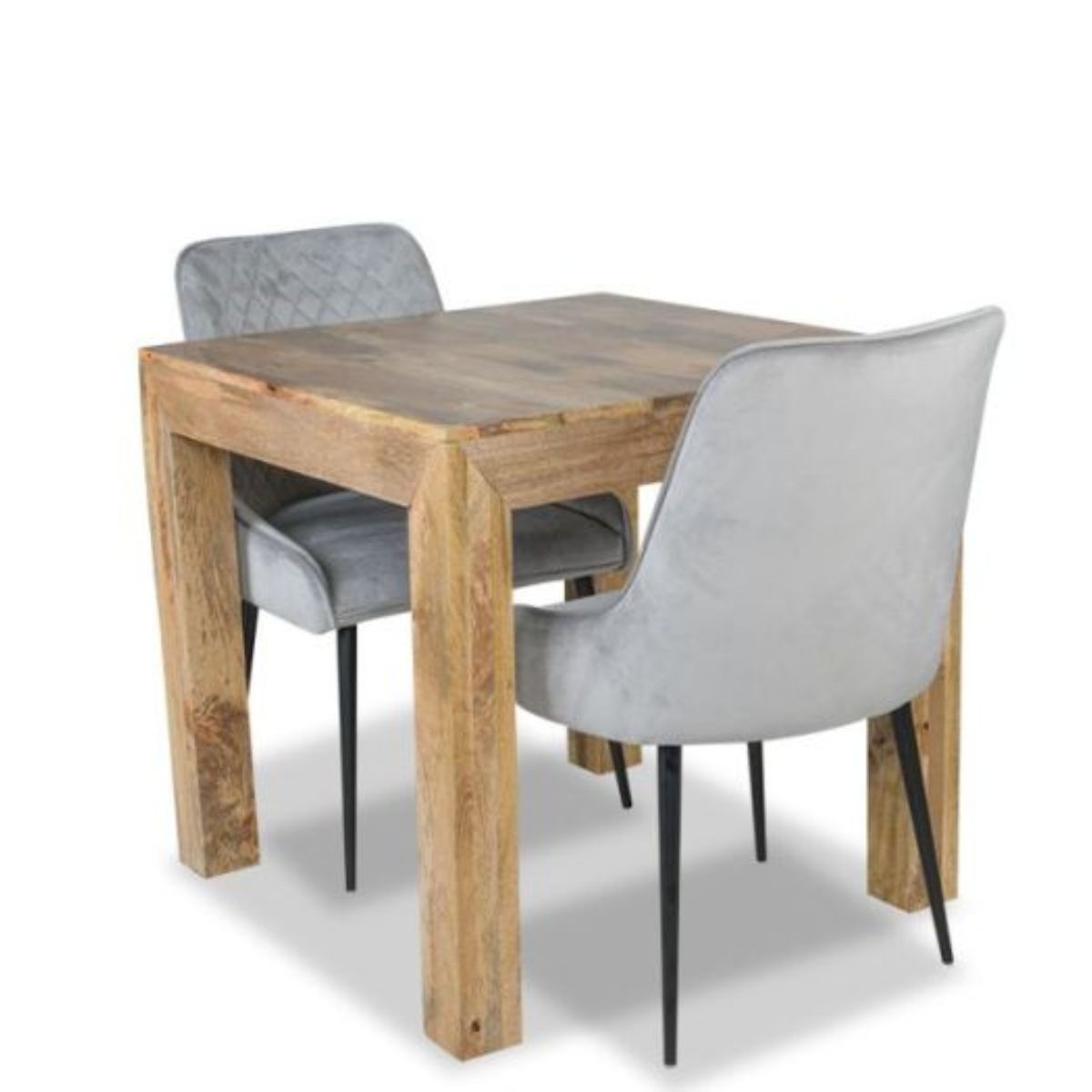 Trade Furniture Light Dakota 80cm Dining Table & 2 Henley Velvet Chairs (5 Colours)