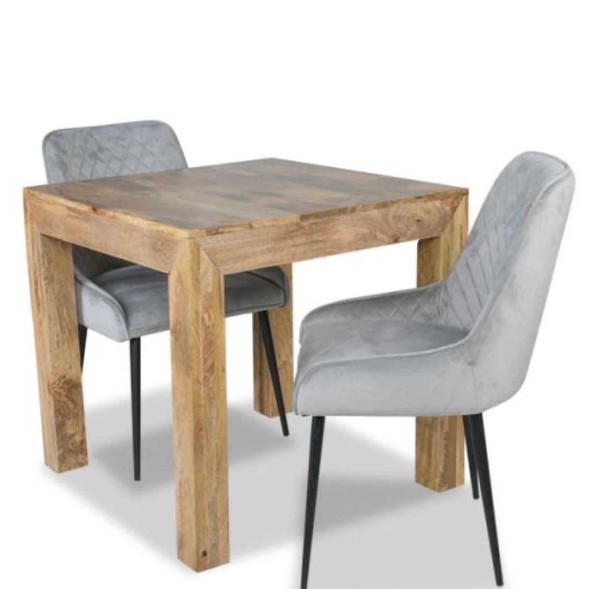 Trade Furniture Light Dakota 80cm Dining Table & 2 Henley Velvet Chairs (5 Colours)