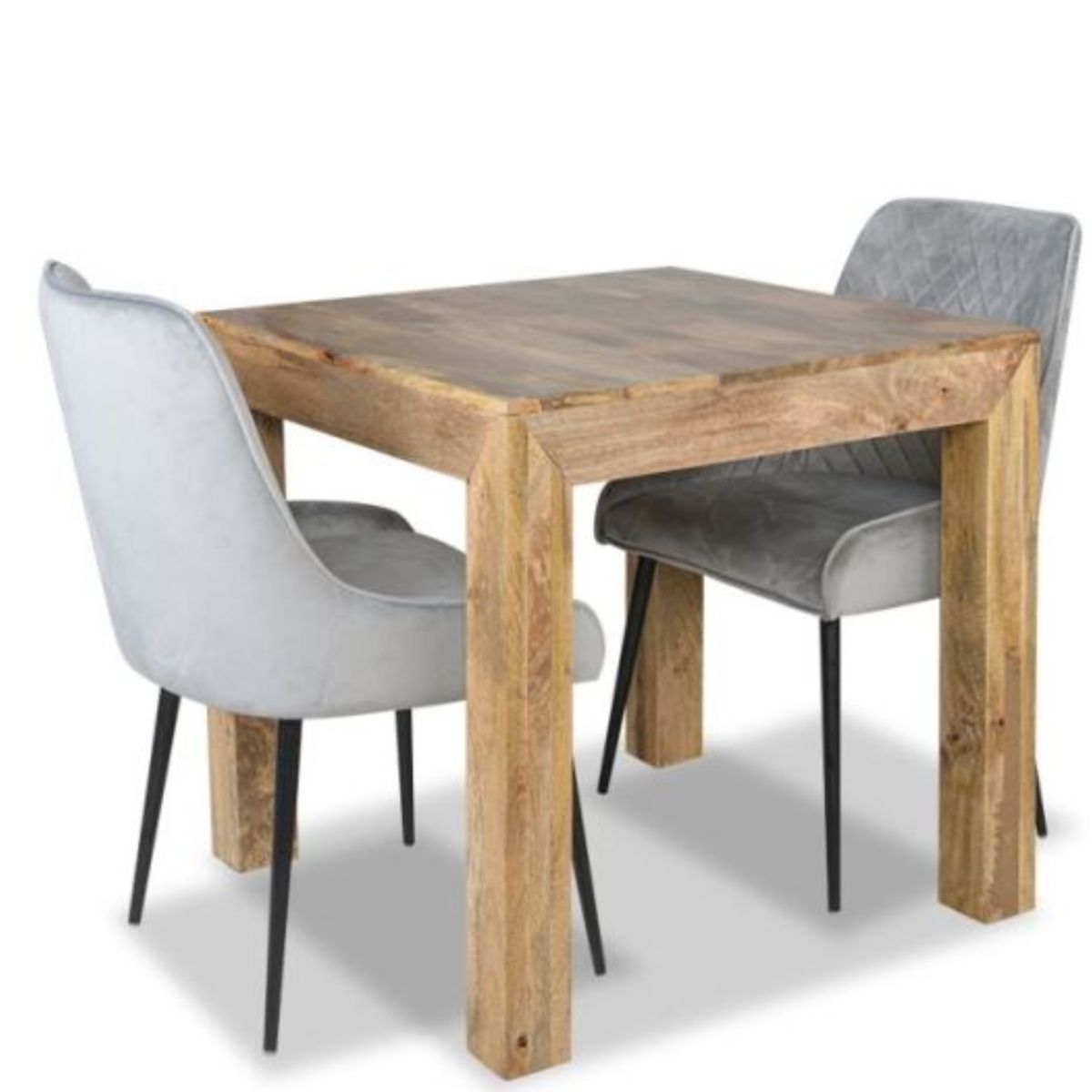 Trade Furniture Light Dakota 80cm Dining Table & 2 Henley Velvet Chairs (5 Colours)