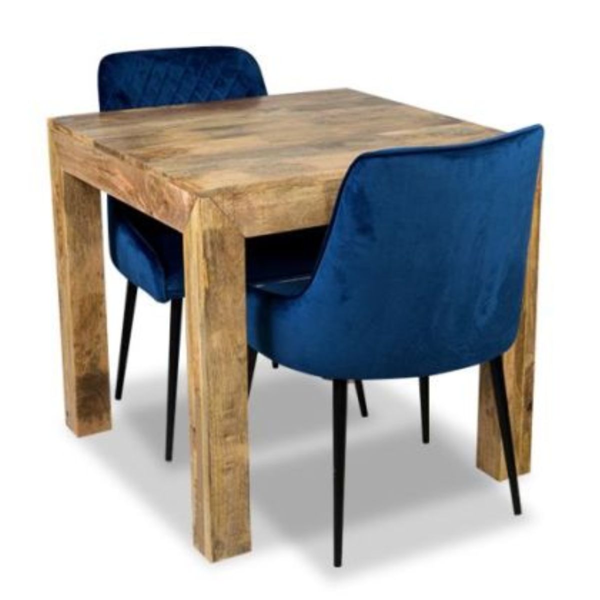 Trade Furniture Light Dakota 80cm Dining Table & 2 Henley Velvet Chairs (5 Colours)