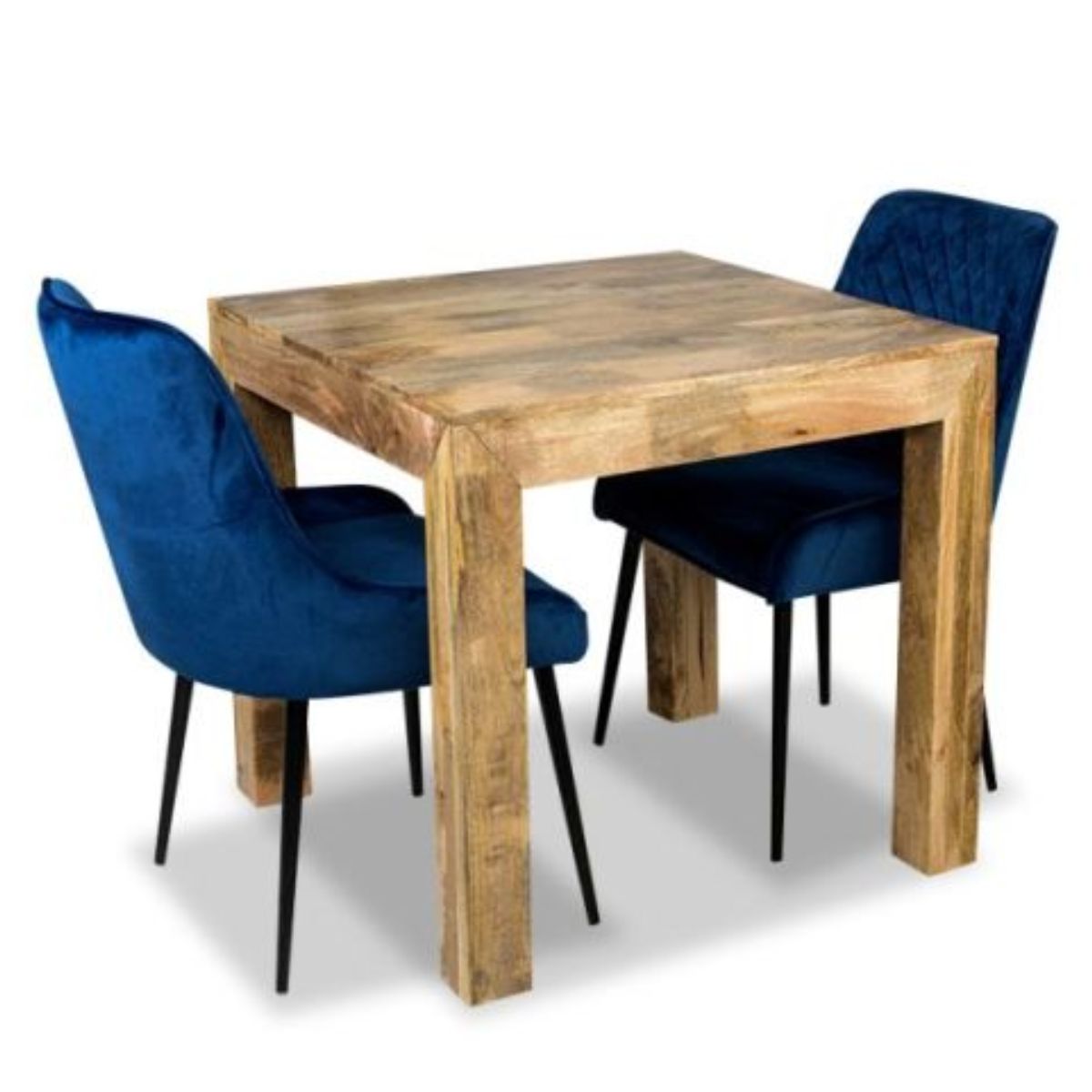 Trade Furniture Light Dakota 80cm Dining Table & 2 Henley Velvet Chairs (5 Colours)