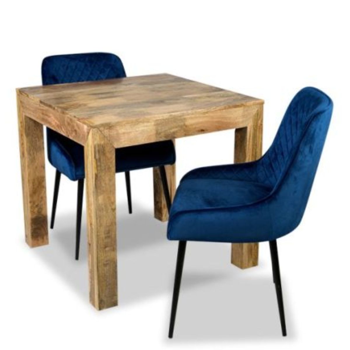 Trade Furniture Light Dakota 80cm Dining Table & 2 Henley Velvet Chairs (5 Colours)