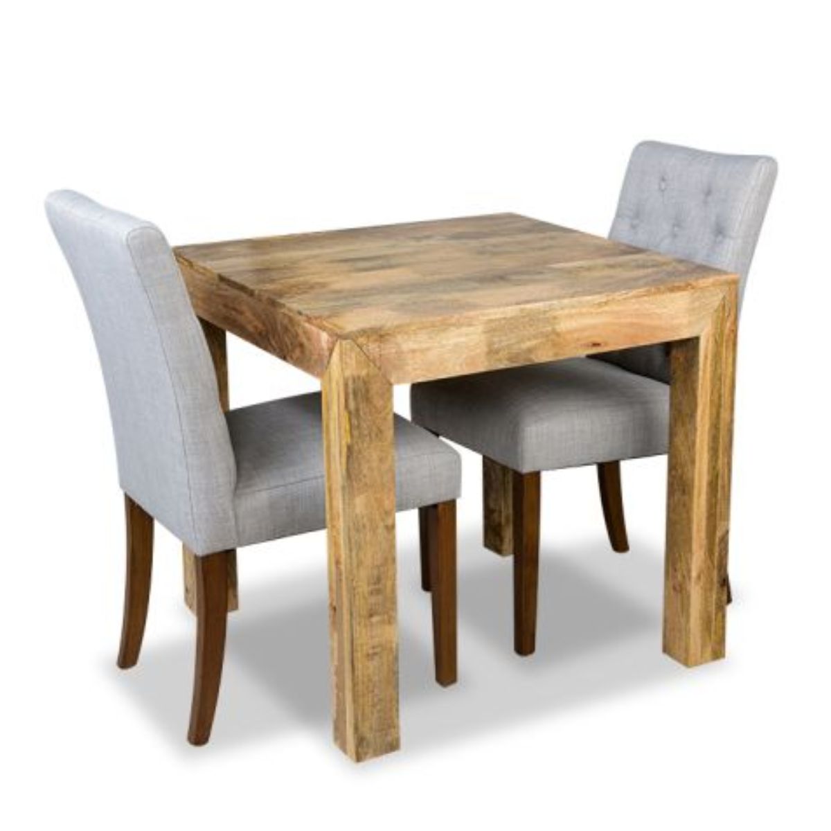 Trade Furniture Light Dakota 80cm Dining Table & 2 Milan Button Fabric Chair (3 Colours)