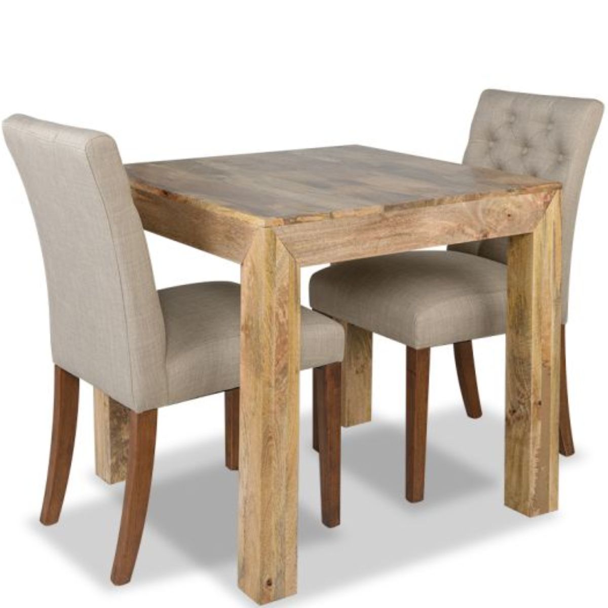 Trade Furniture Light Dakota 80cm Dining Table & 2 Milan Button Fabric Chair (3 Colours)