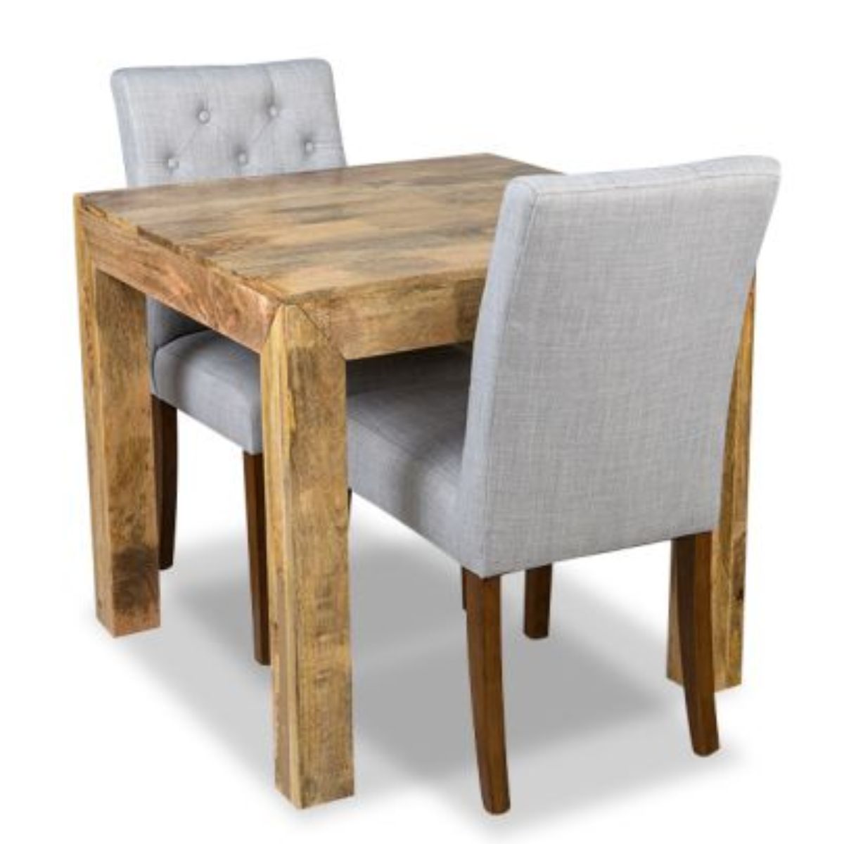 Trade Furniture Light Dakota 80cm Dining Table & 2 Milan Button Fabric Chair (3 Colours)