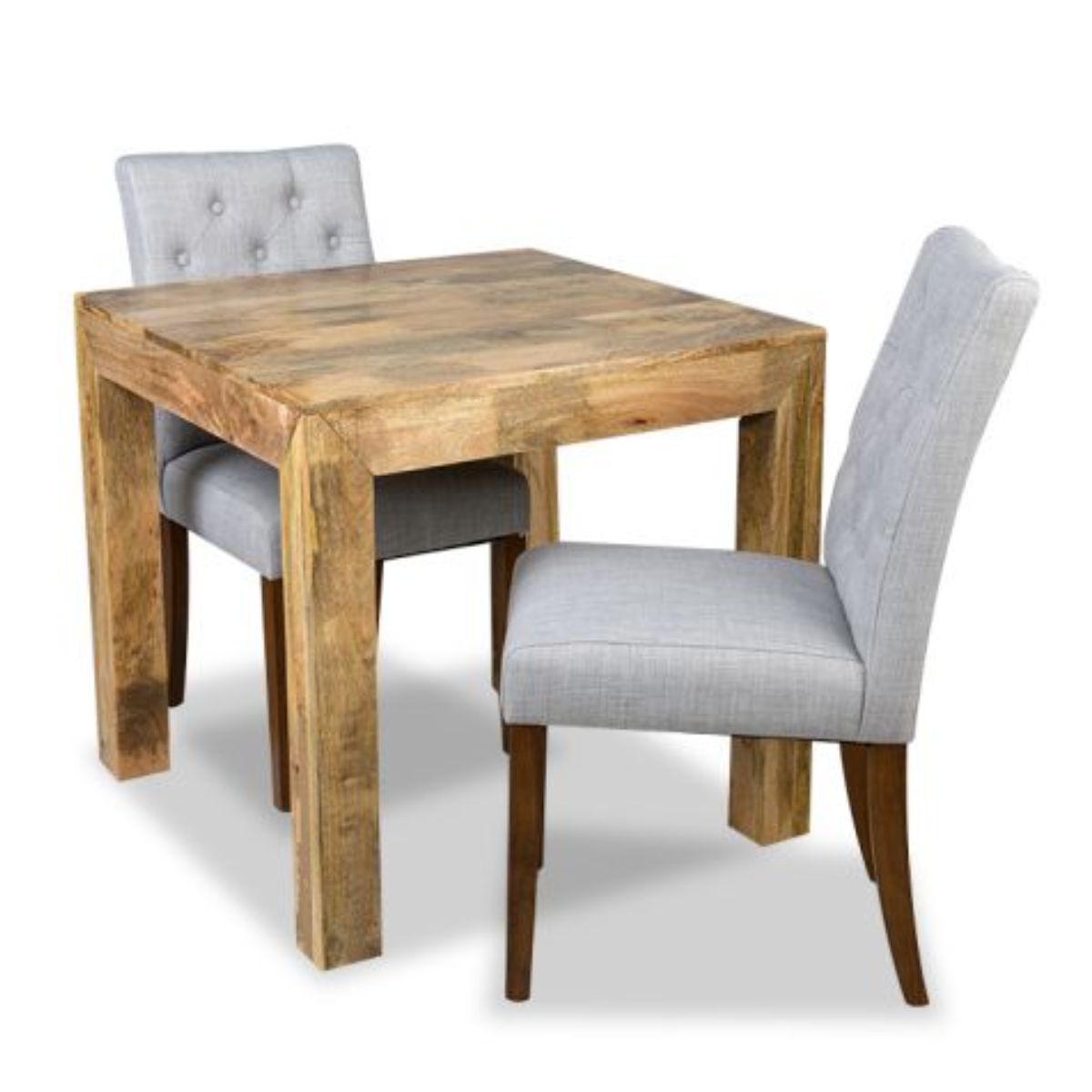 Trade Furniture Light Dakota 80cm Dining Table & 2 Milan Button Fabric Chair (3 Colours)