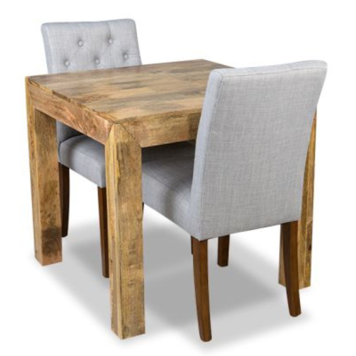 Trade Furniture Light Dakota 80cm Dining Table & 2 Milan Button Fabric Chair (3 Colours)