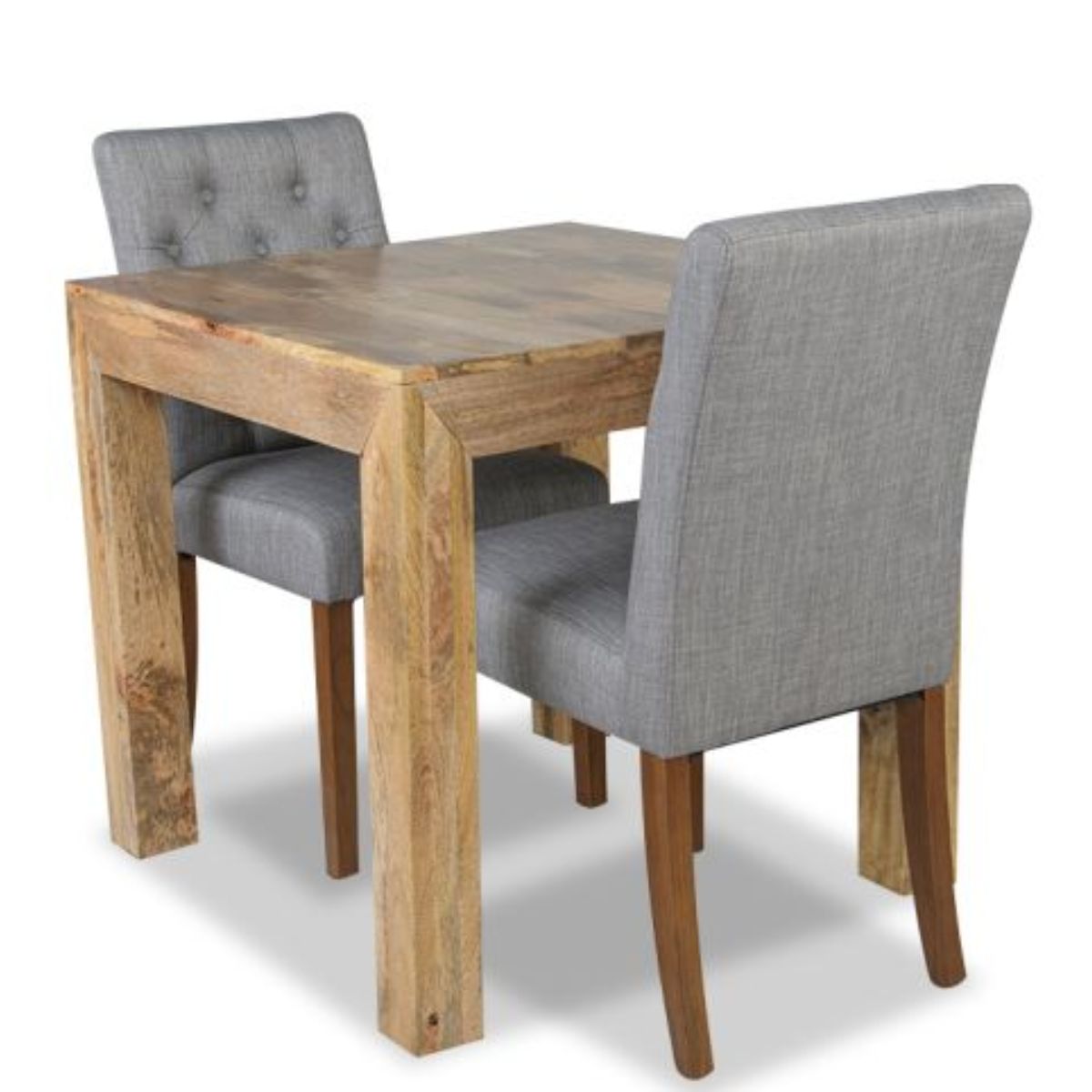 Trade Furniture Light Dakota 80cm Dining Table & 2 Milan Button Fabric Chair (3 Colours)