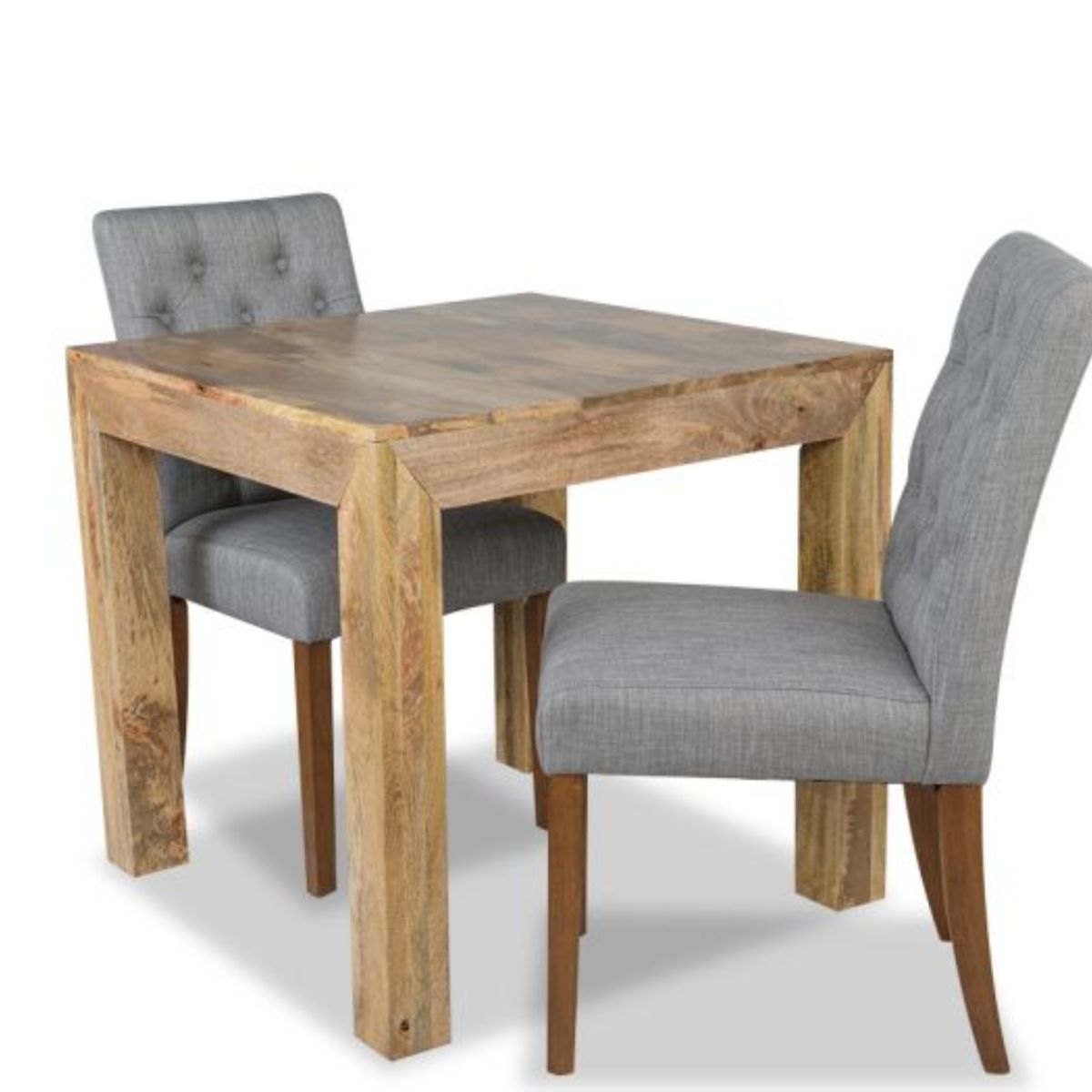 Trade Furniture Light Dakota 80cm Dining Table & 2 Milan Button Fabric Chair (3 Colours)