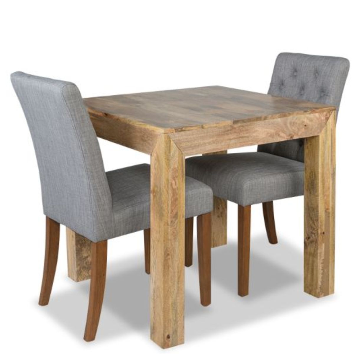 Trade Furniture Light Dakota 80cm Dining Table & 2 Milan Button Fabric Chair (3 Colours)