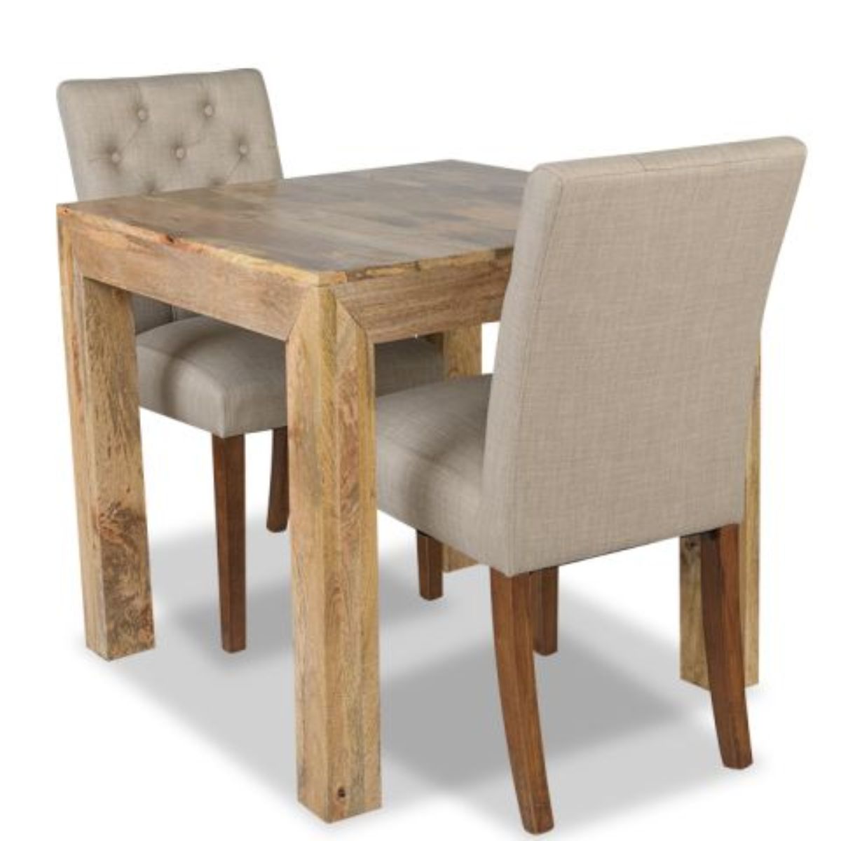 Trade Furniture Light Dakota 80cm Dining Table & 2 Milan Button Fabric Chair (3 Colours)