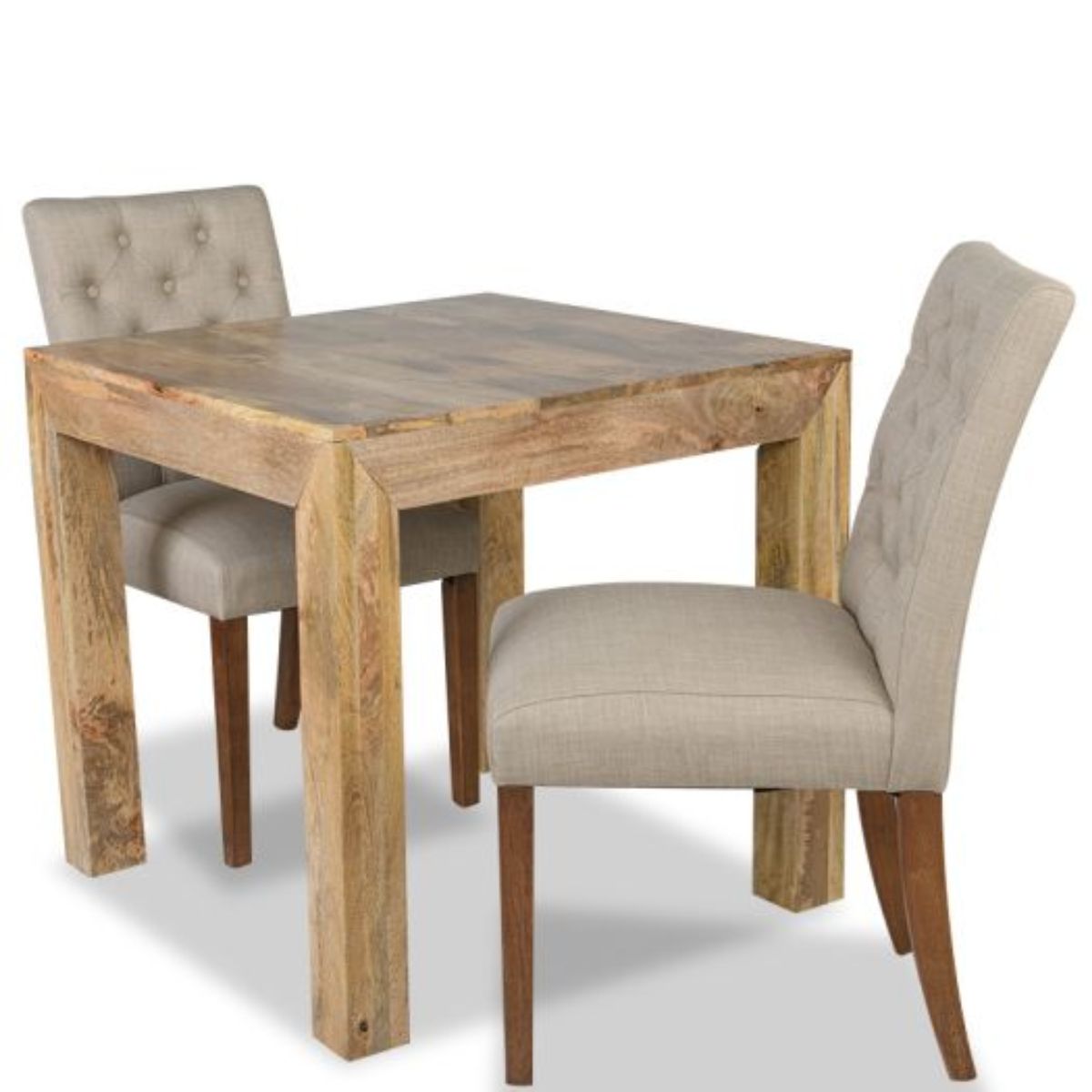 Trade Furniture Light Dakota 80cm Dining Table & 2 Milan Button Fabric Chair (3 Colours)