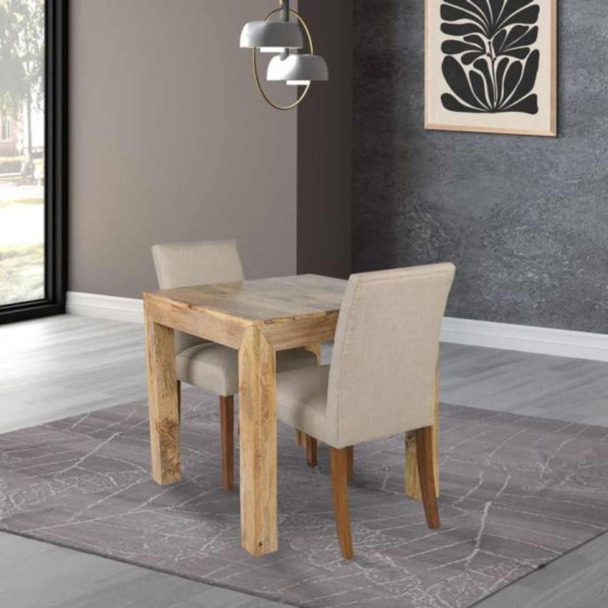 Trade Furniture Light Dakota 80cm Dining Table & 2 Milan Fabric Chairs (3 Colours)