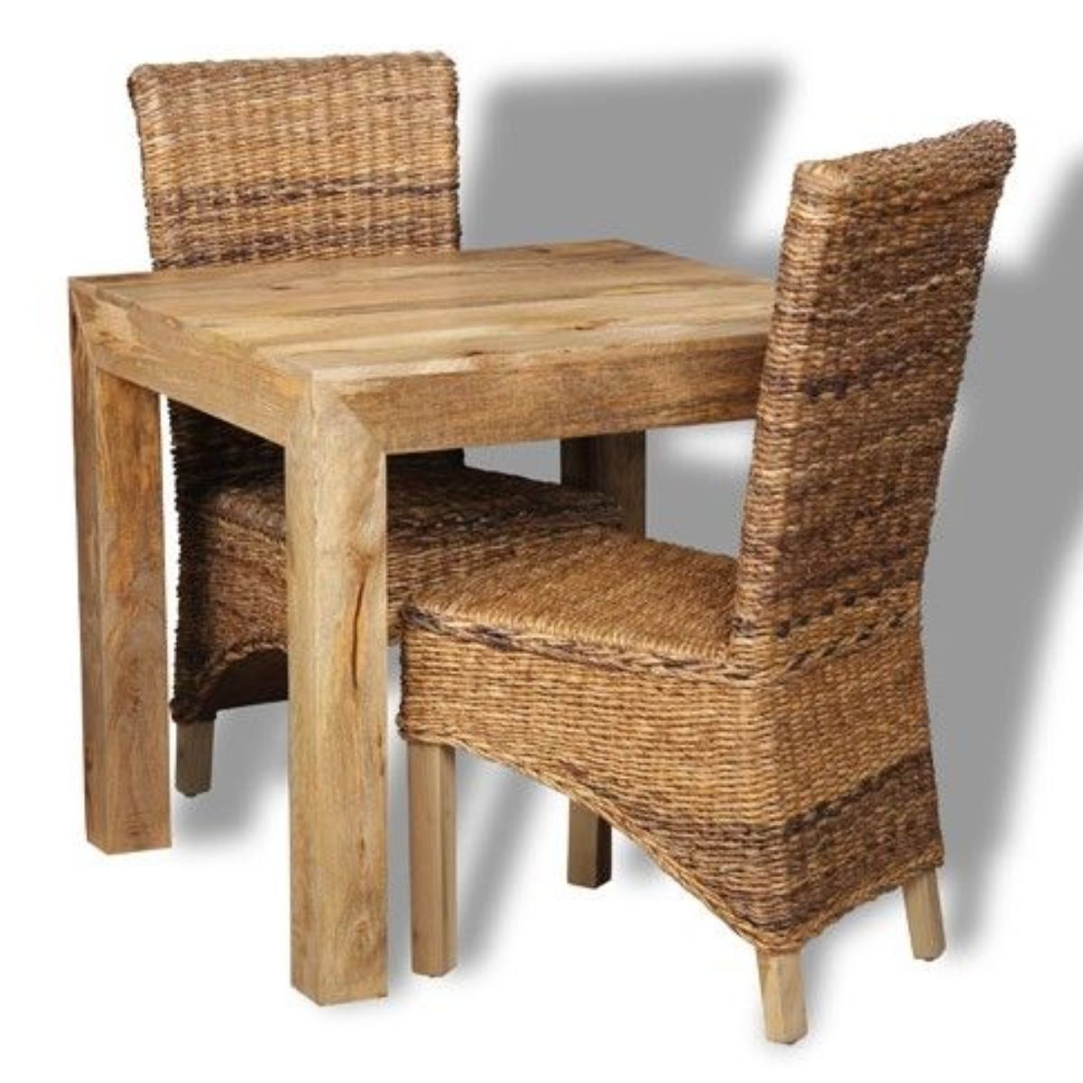 Trade Furniture Light Dakota 80cm Dining Table & 2 Rattan Chairs (3 Styles)