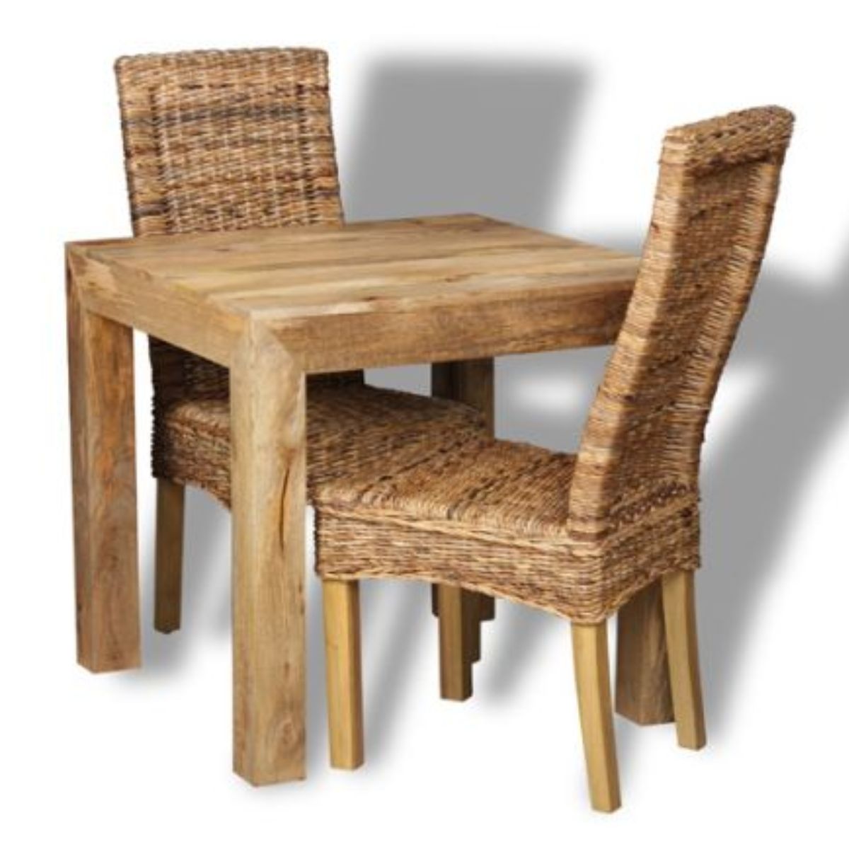Trade Furniture Light Dakota 80cm Dining Table & 2 Rattan Chairs (3 Styles)