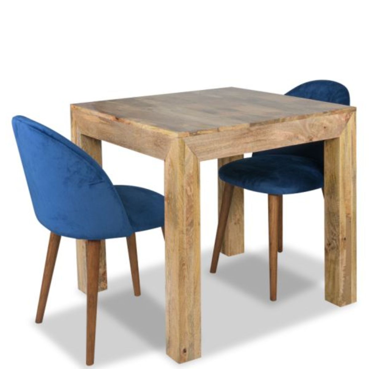 Trade Furniture Light Dakota 80cm Dining Table & 2 Zena Velvet Chairs (2 Colours)