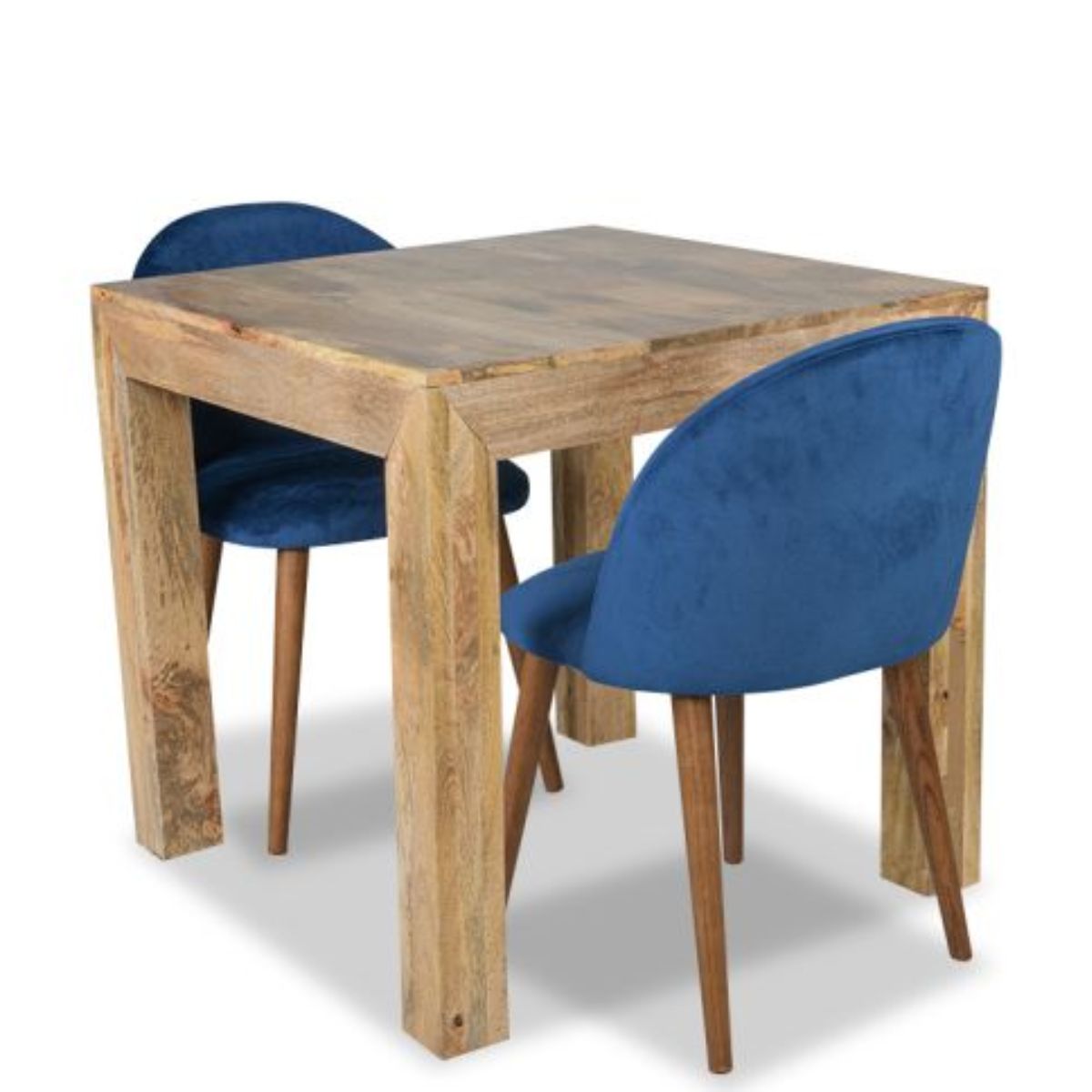 Trade Furniture Light Dakota 80cm Dining Table & 2 Zena Velvet Chairs (2 Colours)