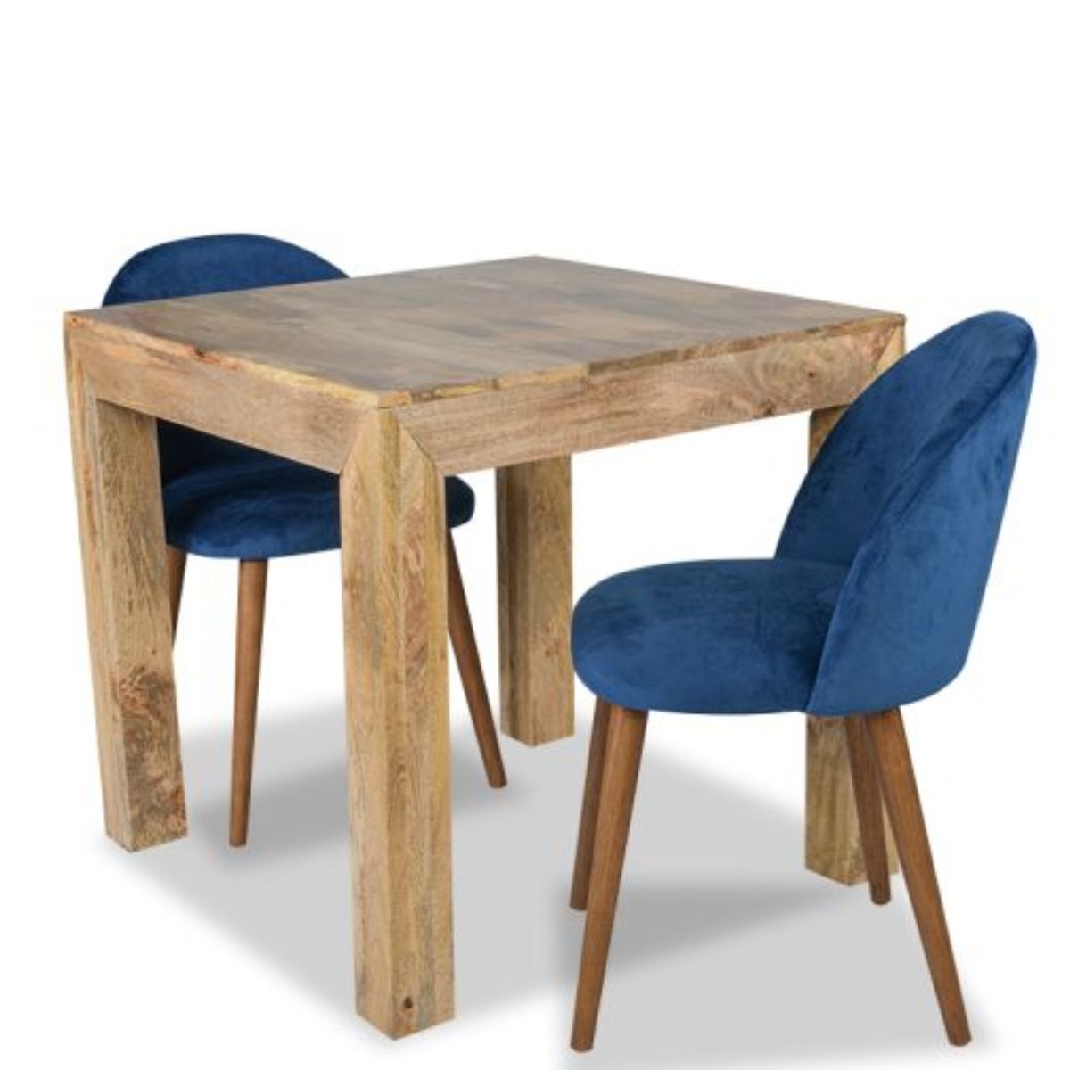 Trade Furniture Light Dakota 80cm Dining Table & 2 Zena Velvet Chairs (2 Colours)