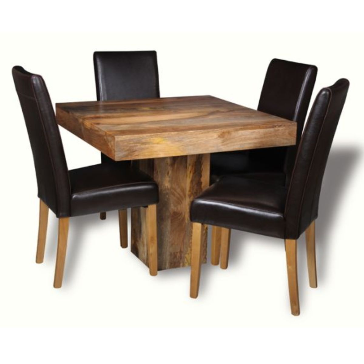 Trade Furniture Light Dakota 90cm Cube Dining Table & 4 Barcelona Leather Chairs