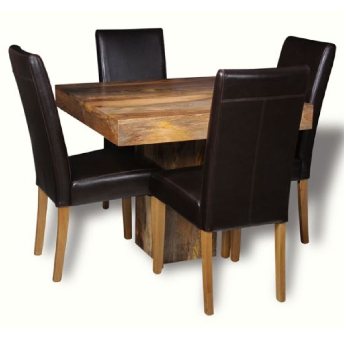 Trade Furniture Light Dakota 90cm Cube Dining Table & 4 Barcelona Leather Chairs