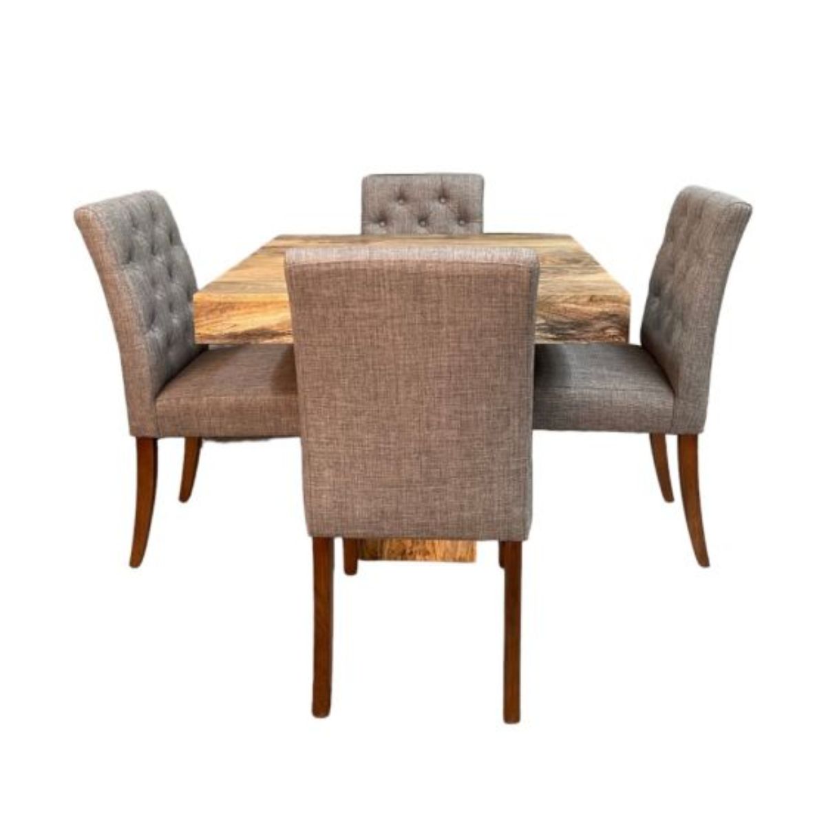Trade Furniture Light Dakota 90cm Cube Dining Table & 4 Milan Button Dining Chairs (3 Colours)