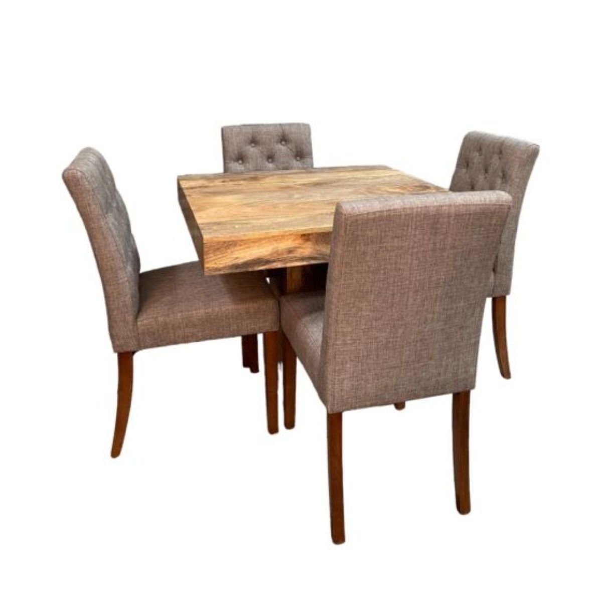 Trade Furniture Light Dakota 90cm Cube Dining Table & 4 Milan Button Dining Chairs (3 Colours)