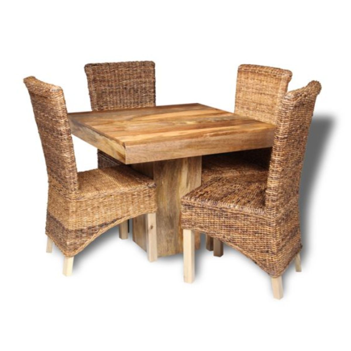 Trade Furniture Light Dakota 90cm Cube Dining Table & 4 Rattan Chairs (2 Styles)