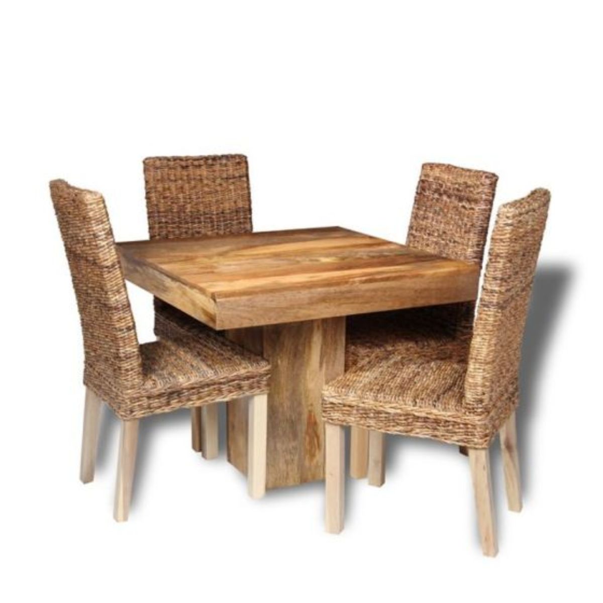 Trade Furniture Light Dakota 90cm Cube Dining Table & 4 Rattan Chairs (2 Styles)