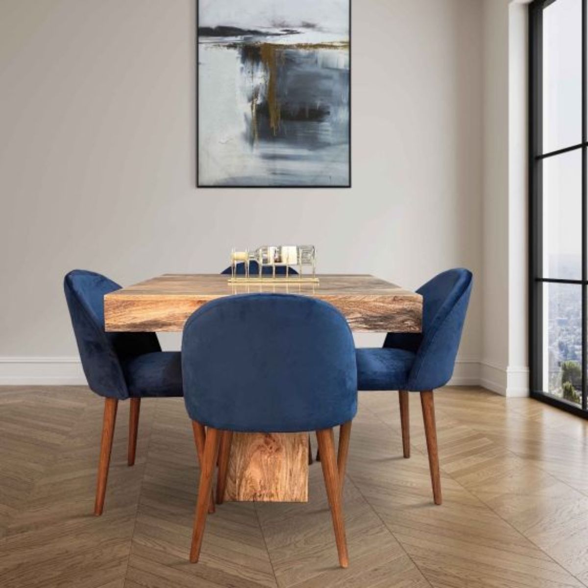Trade Furniture Light Dakota 90cm Cube Dining Table & 4 Zena Dining Chairs (2 Colours)