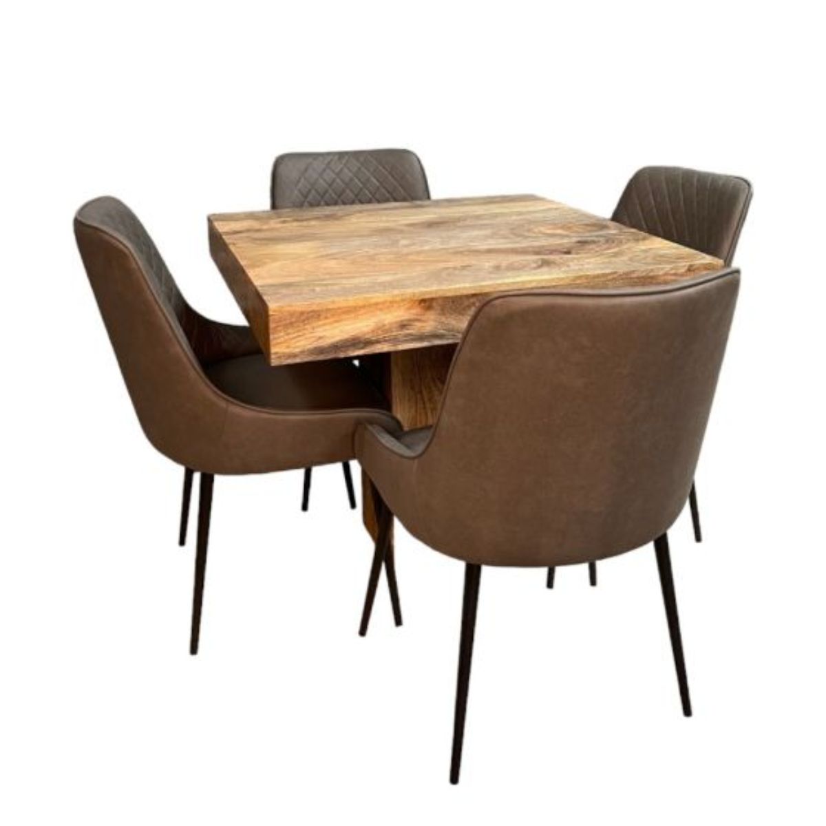 Trade Furniture Light Dakota 90cm Cube Dining Table & Henley Faux Leather Dining Chairs (4 Colours)