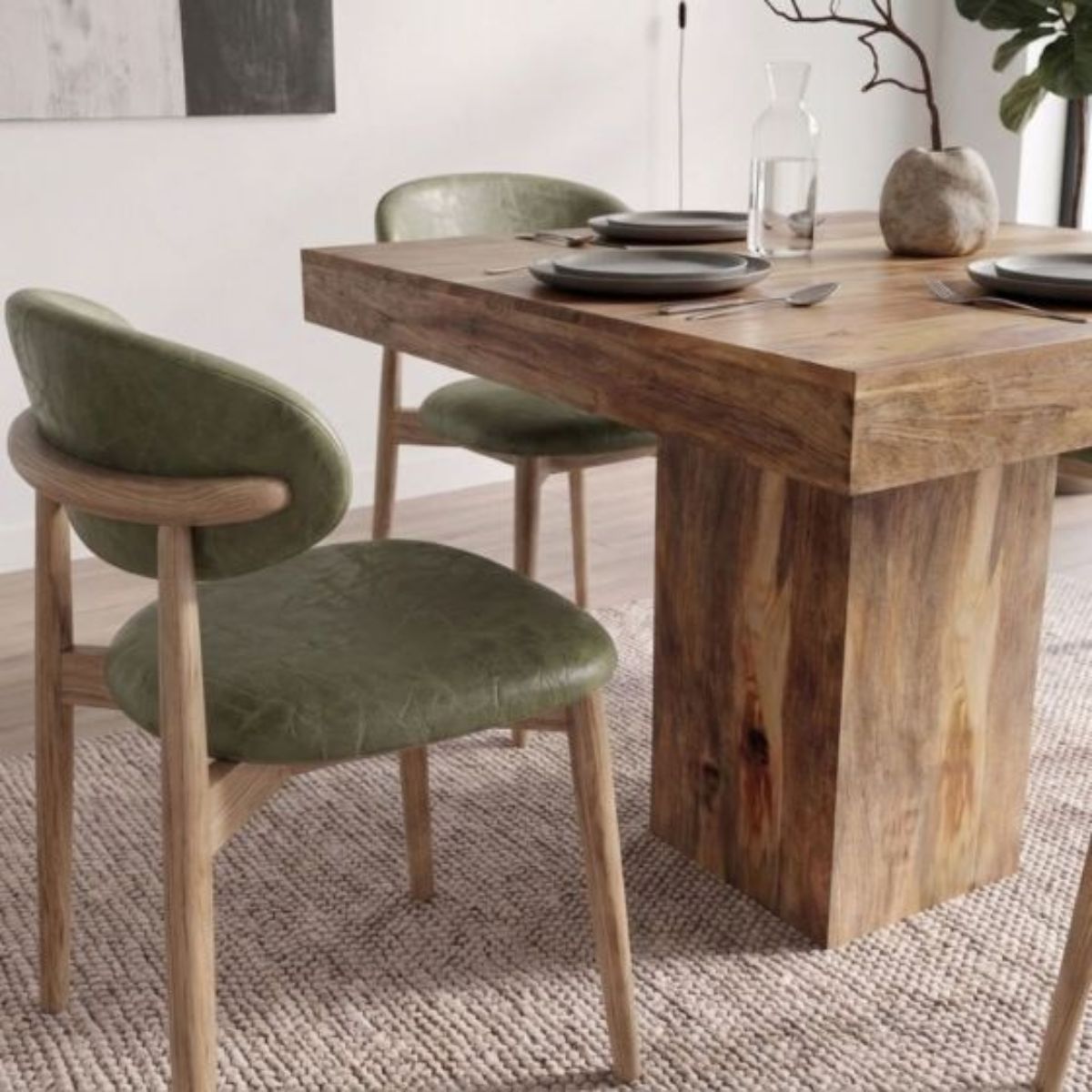 Trade Furniture Light Dakota Mango Wood 120cm Cube Dining Table & 4 Scandi Chairs (5 Colours)