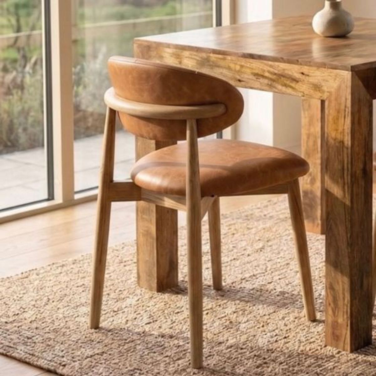 Trade Furniture Light Dakota Mango Wood 80CM Table & 2 Scandi Chairs (5 Colours)