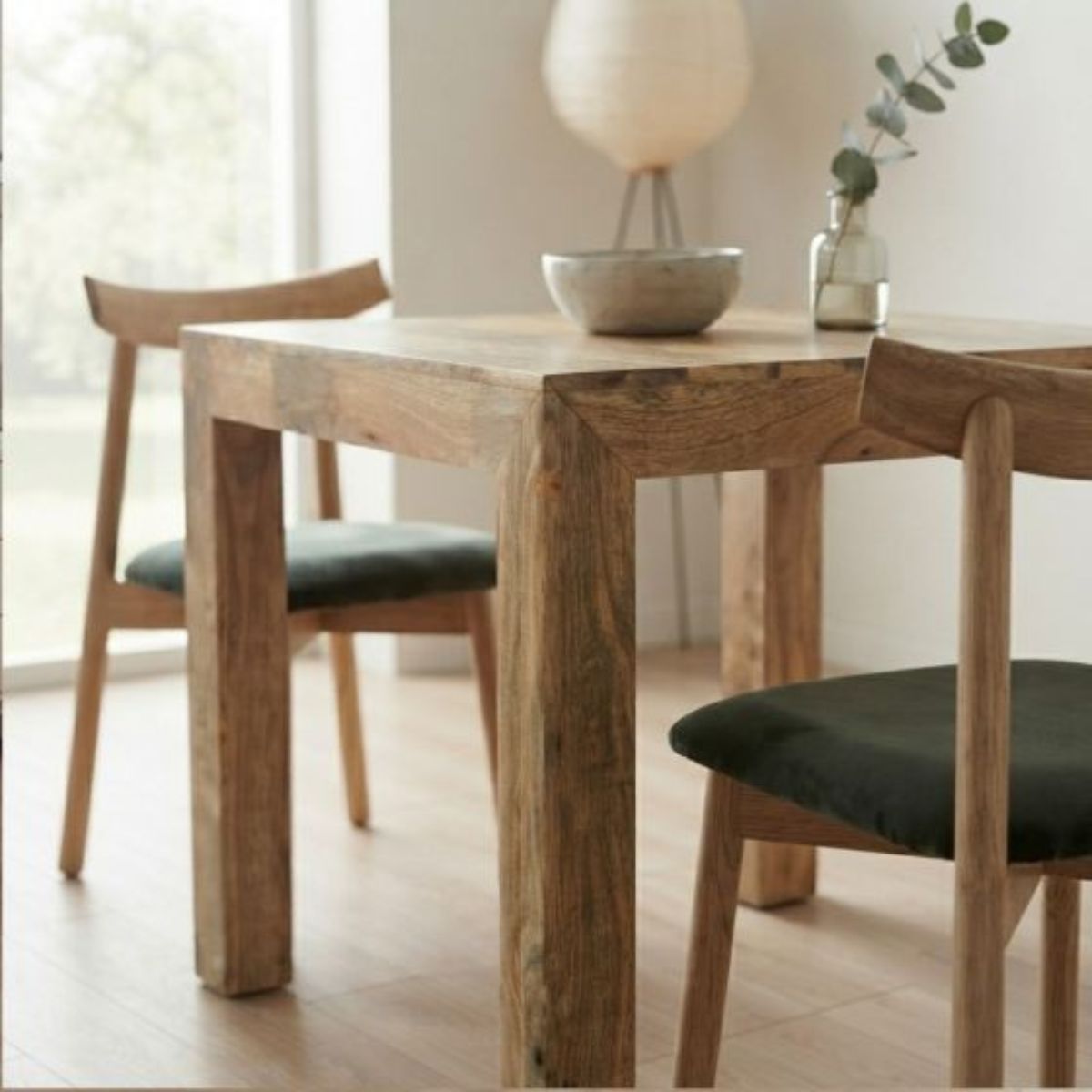 Trade Furniture Light Dakota Mango Wood 80CM Table & 2 Scandi Chairs (5 Colours)