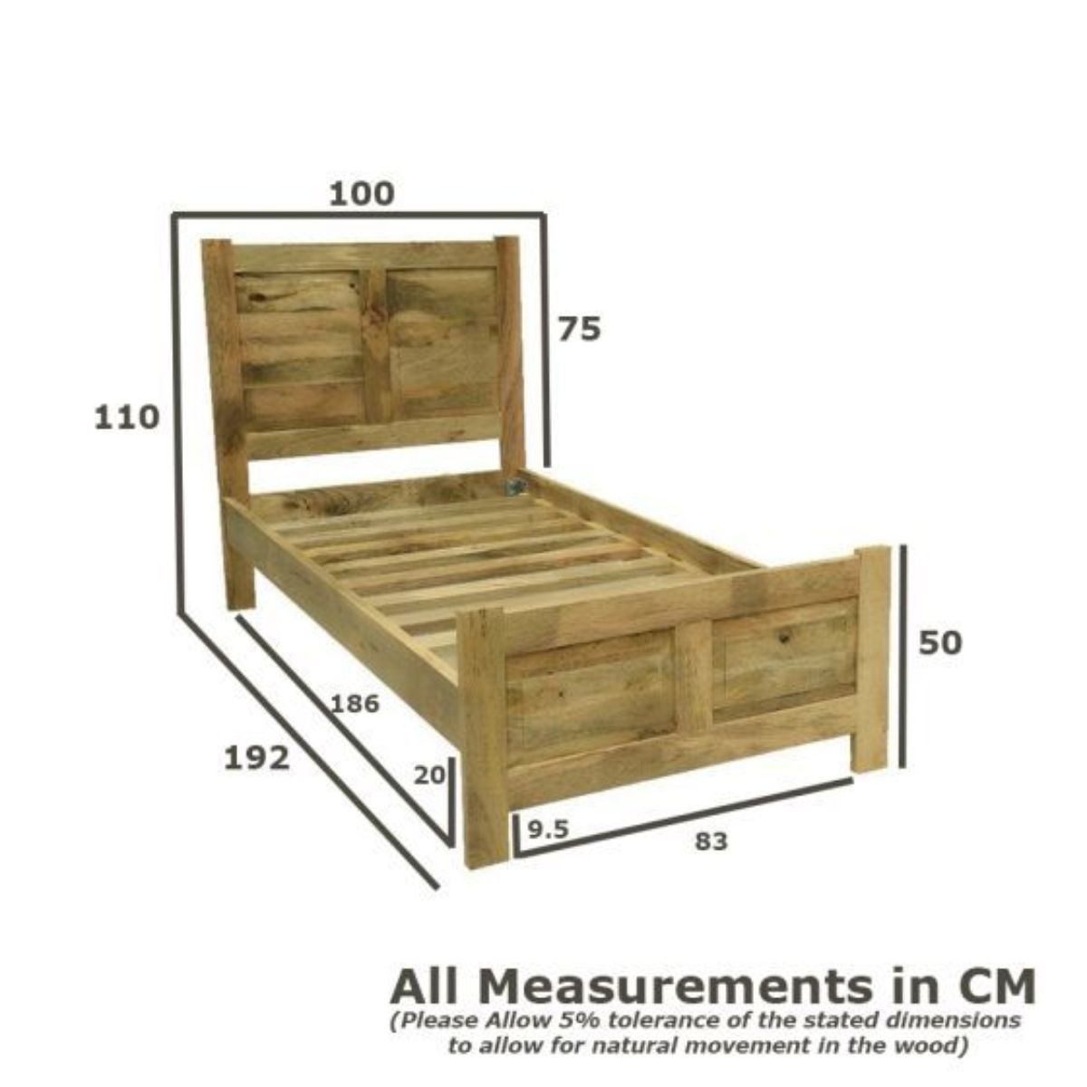 Trade Furniture Light Dakota Mango Wood Bed Frame (3 Sizes)