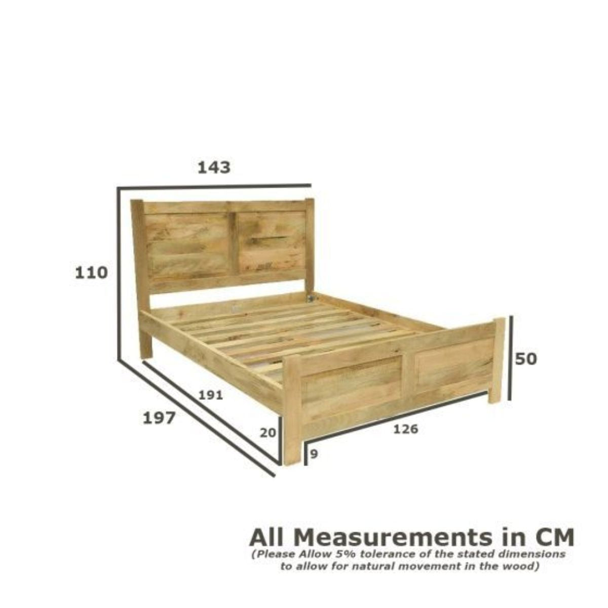 Trade Furniture Light Dakota Mango Wood Bed Frame (3 Sizes)
