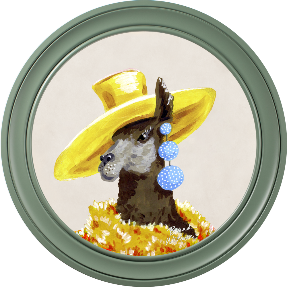 Brand McKenzie Fine China Lily Framed Round Art Print with Chalk White Background