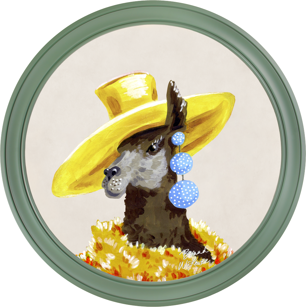 Brand McKenzie Fine China Lily Framed Round Art Print with Chalk White Background