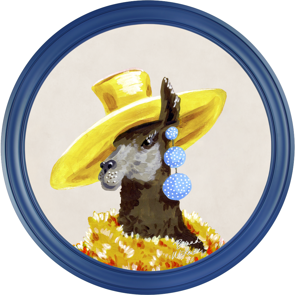 Brand McKenzie Fine China Lily Framed Round Art Print with Chalk White Background