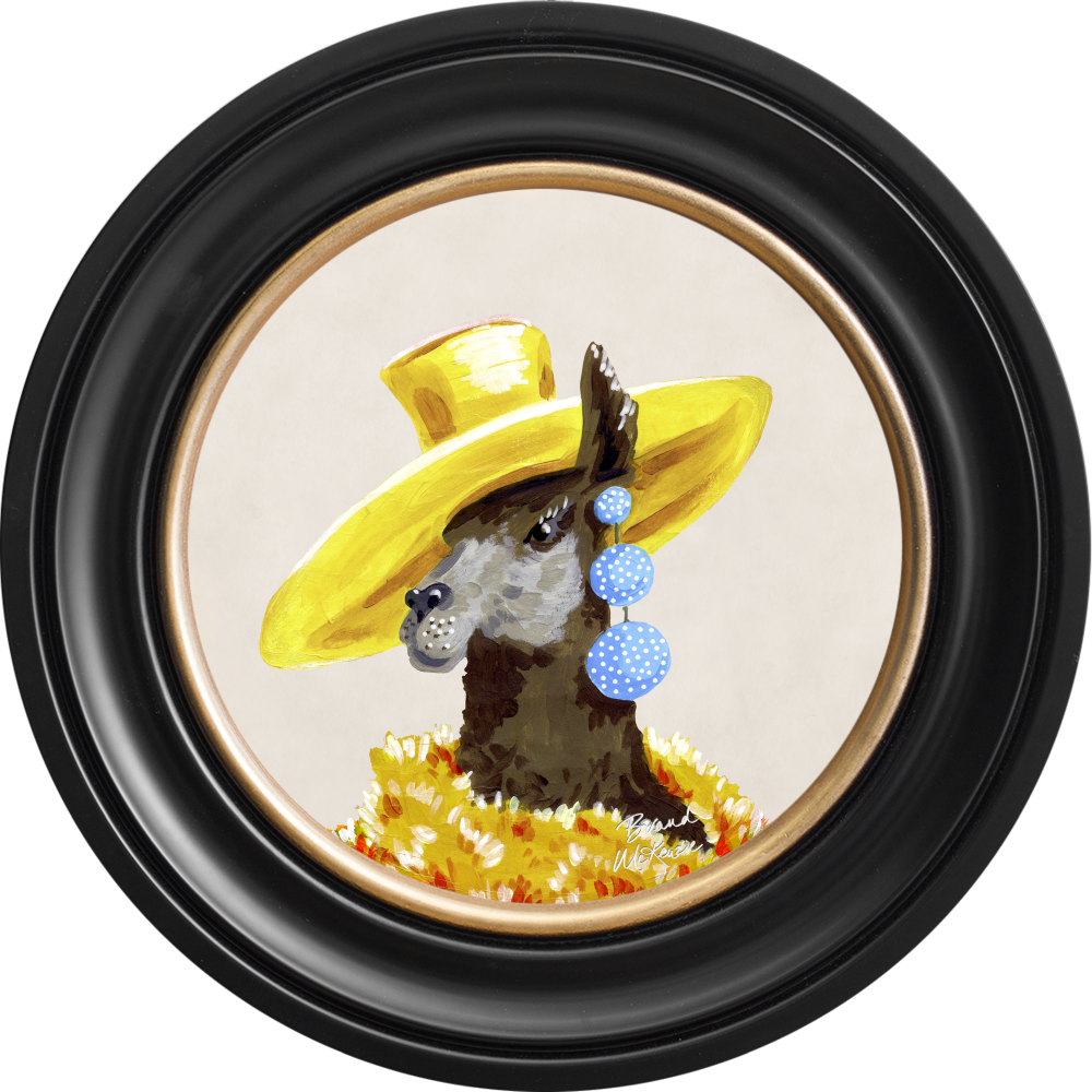 Brand McKenzie Fine China Lily Framed Round Art Print with Chalk White Background