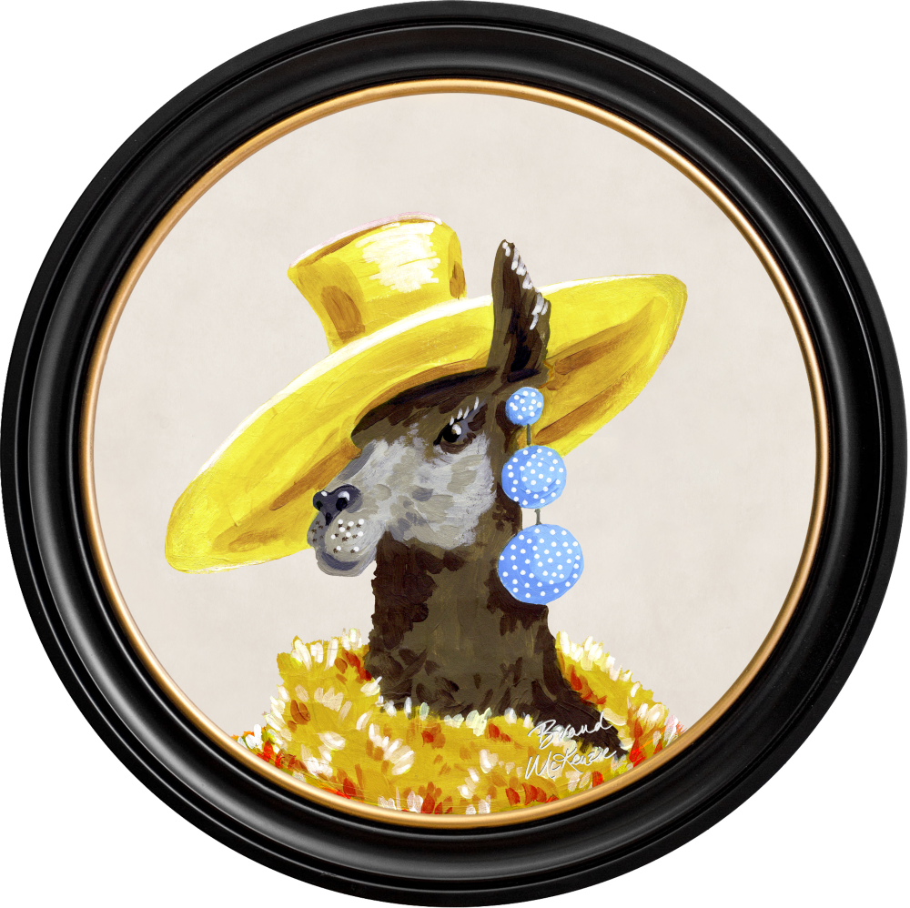 Brand McKenzie Fine China Lily Framed Round Art Print with Chalk White Background