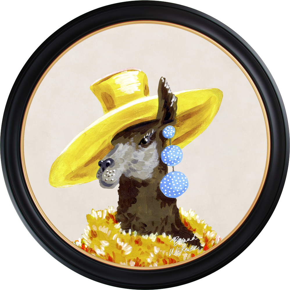 Brand McKenzie Fine China Lily Framed Round Art Print with Chalk White Background