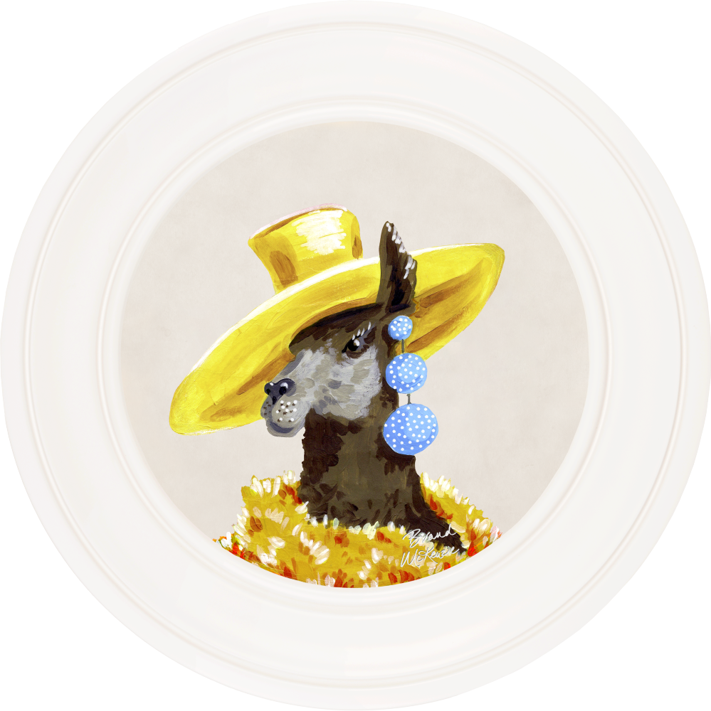 Brand McKenzie Fine China Lily Framed Round Art Print with Chalk White Background