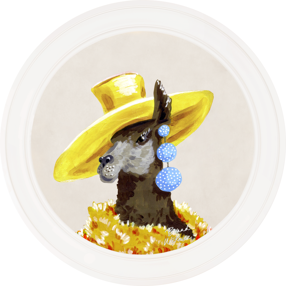 Brand McKenzie Fine China Lily Framed Round Art Print with Chalk White Background