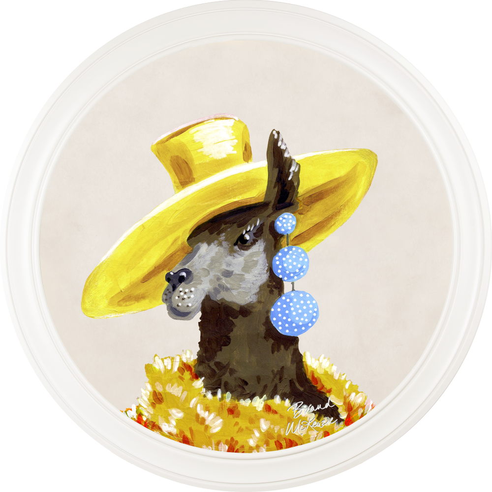 Brand McKenzie Fine China Lily Framed Round Art Print with Chalk White Background