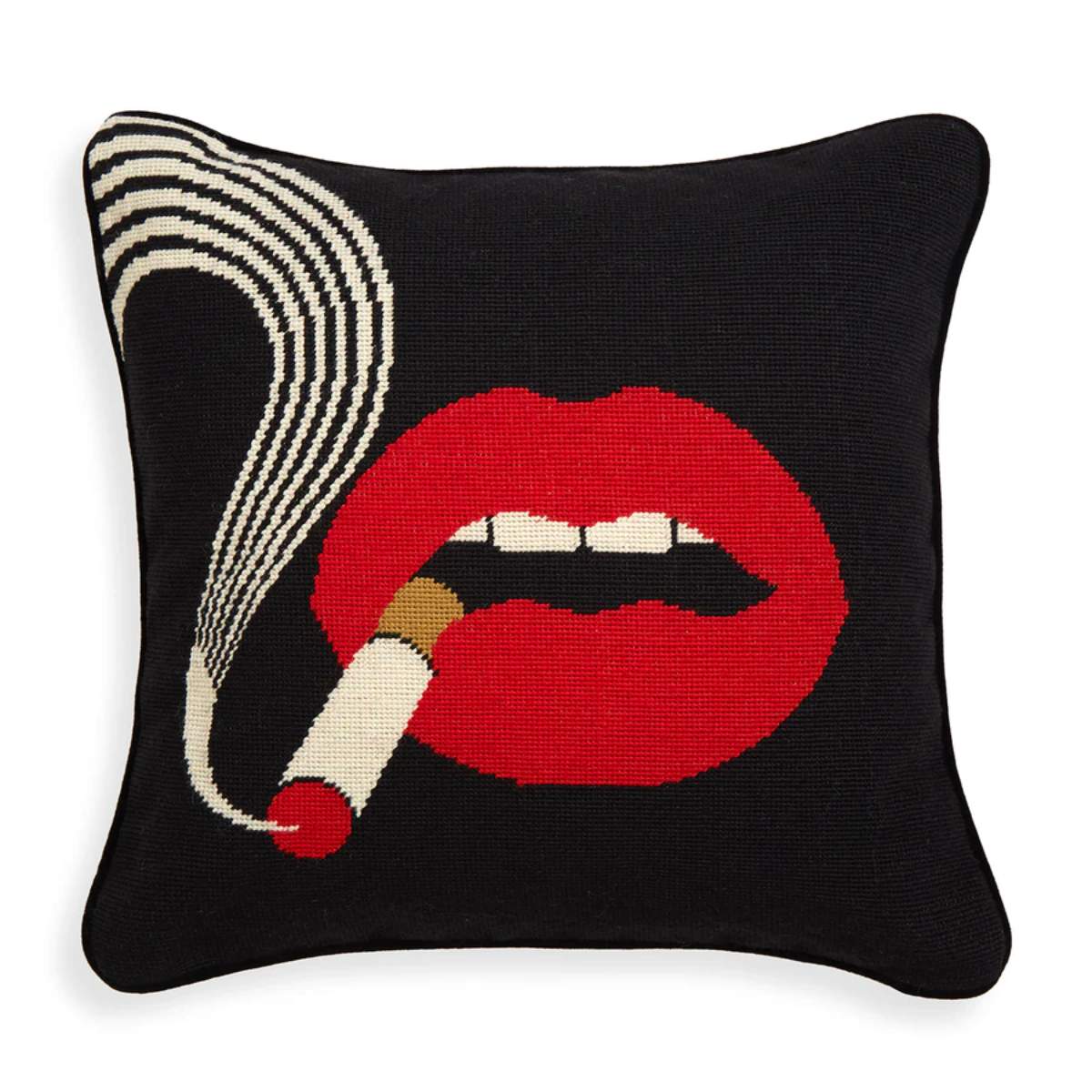 Jonathan Adler Lips Smolder Needlepoint Cushion