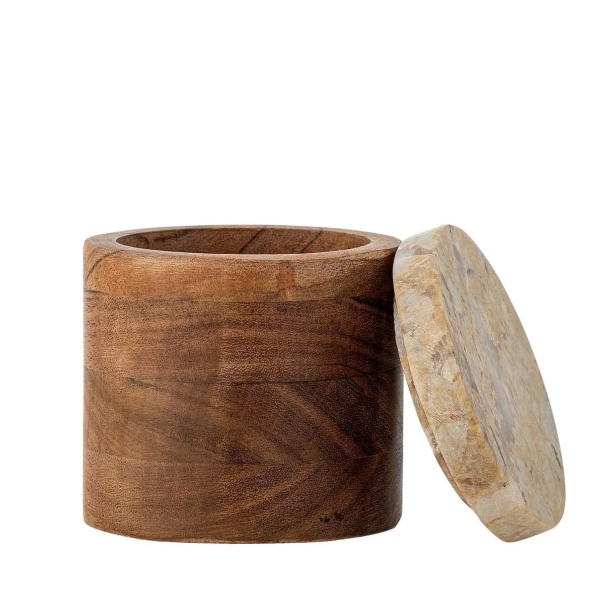 Bloomingville Lisanne 10.5cm Jar w/Lid | Acacia/Green Marble