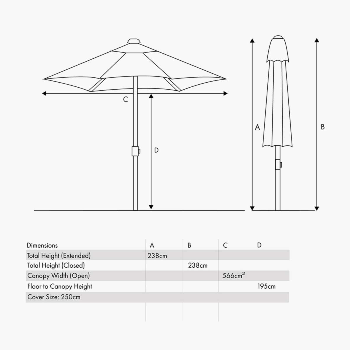 Pacific Lifestyle Lisboa 2.5m Round Luna Grey Parasol